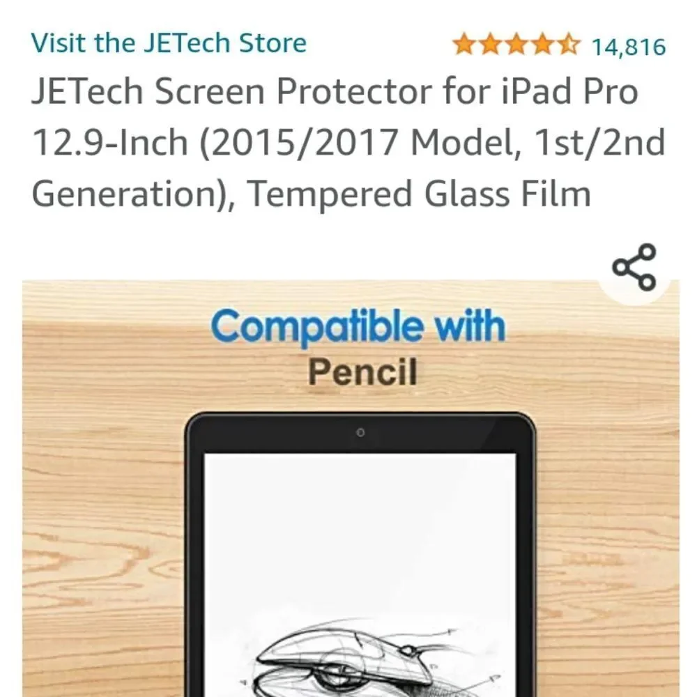 JETech Screen Protector for iPad Pro 12.9-Inch (2015/2017 Model, 1st/2nd Generat